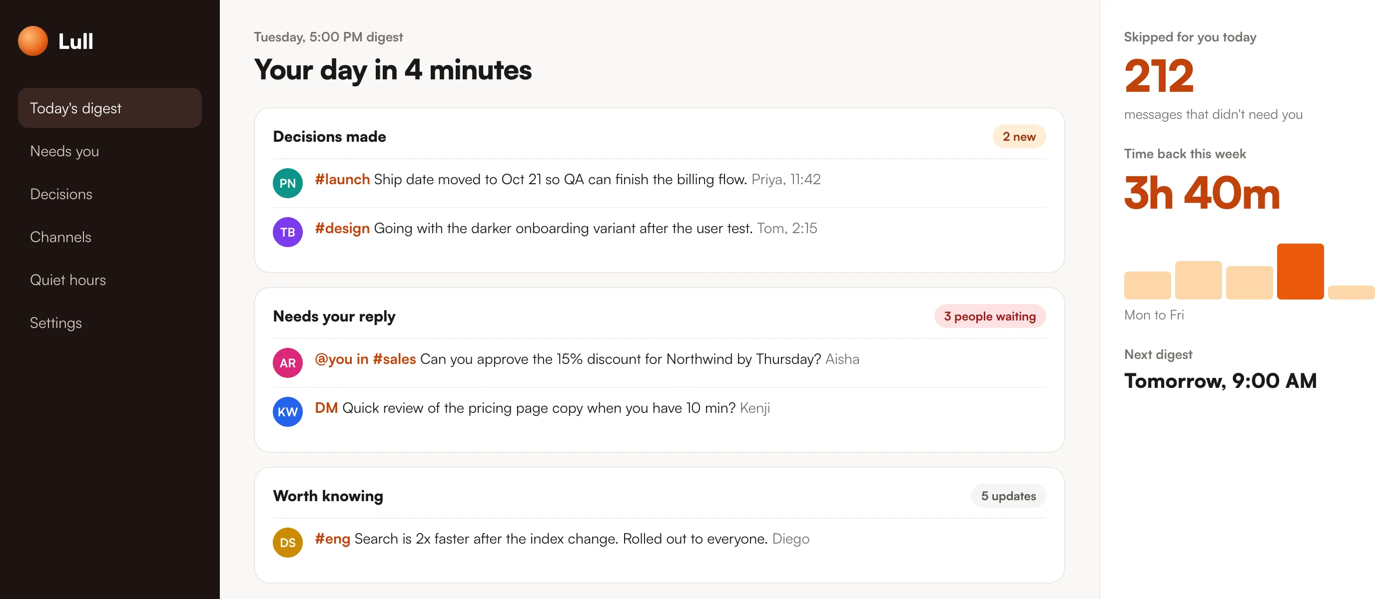 Read Slack once a day. Miss nothing. product screenshot